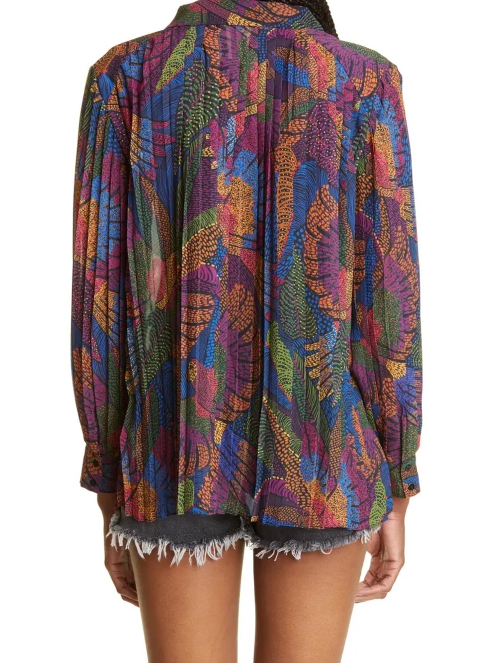 Farm Rio Dotted Macaws Pleated Button-Up - Picture 2 of 6